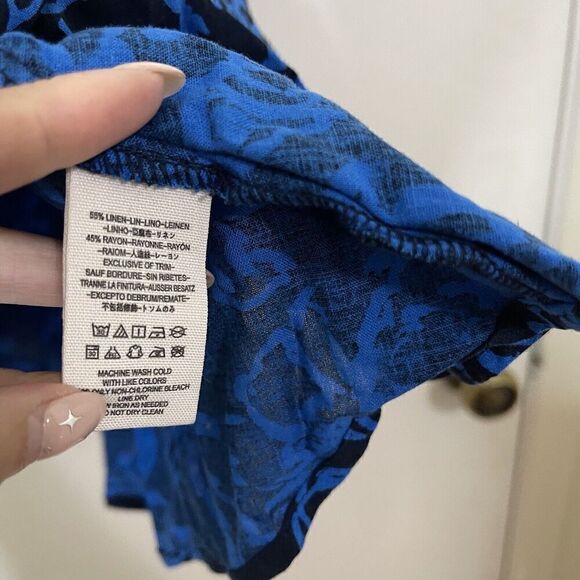 NEW! Free People A thing called love button front blue floral tie back dress - Picture 5 of 8